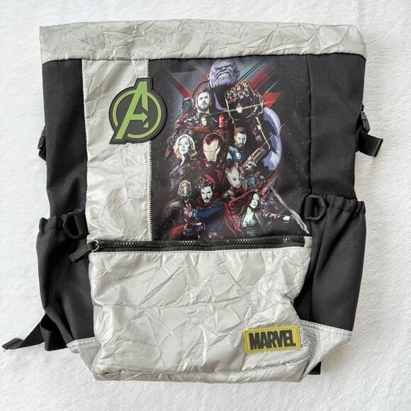 Marvel Avengers Infinity War Backpack Book Bag Fold Over Padded With Lunch Box - Picture 9 of 16